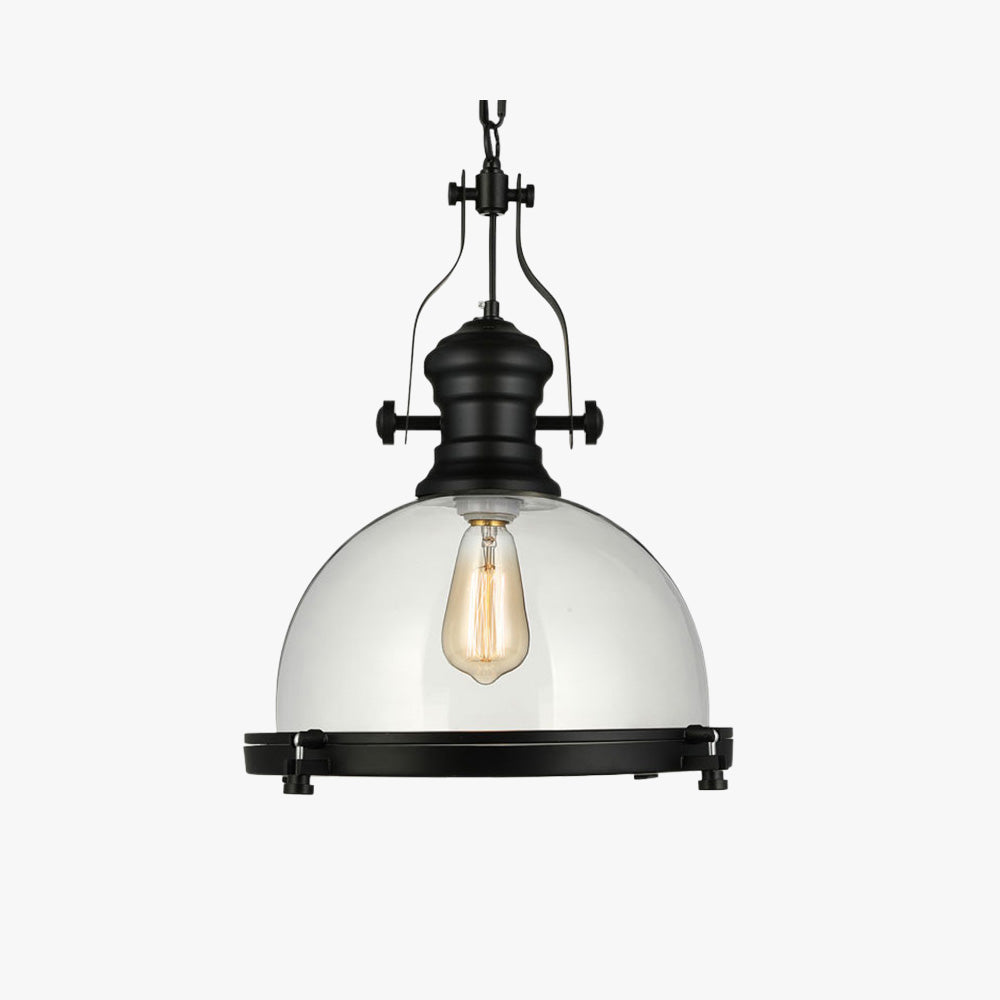 Black Warm Country Style Vintage Glass Pendant Light