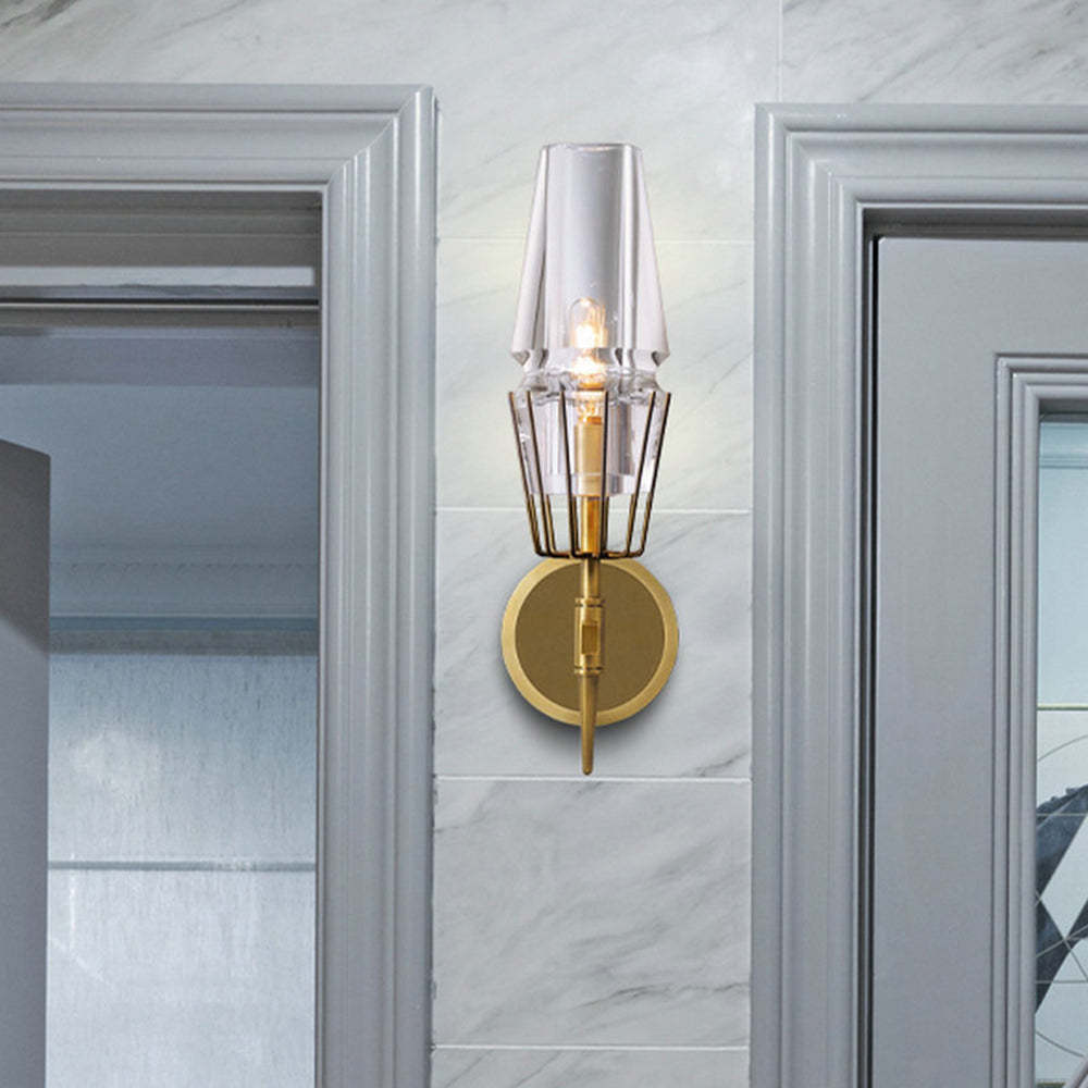 Gold Finish Vintage Glass Wall Lantern Light