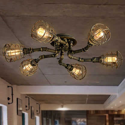 Flush Mount Ceiling Light Vintage Industrial With Handmade Shade