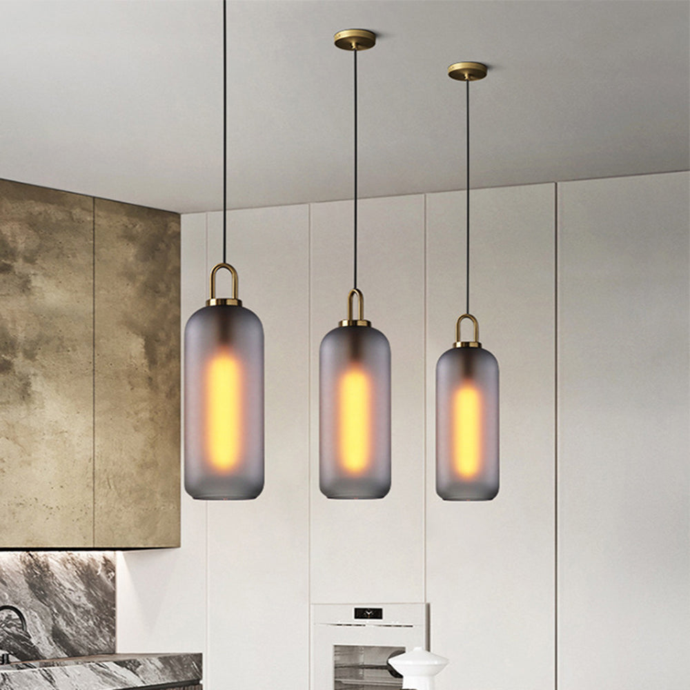Rust Resistant Metal Frame Glass Cylinder Pendant Light