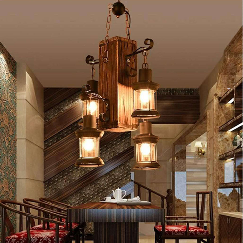 Warm Ambience Vintage Pendant Light In Wood And Metal