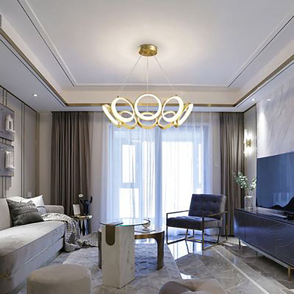 Pendant Light Ring With Warm Gold Glow