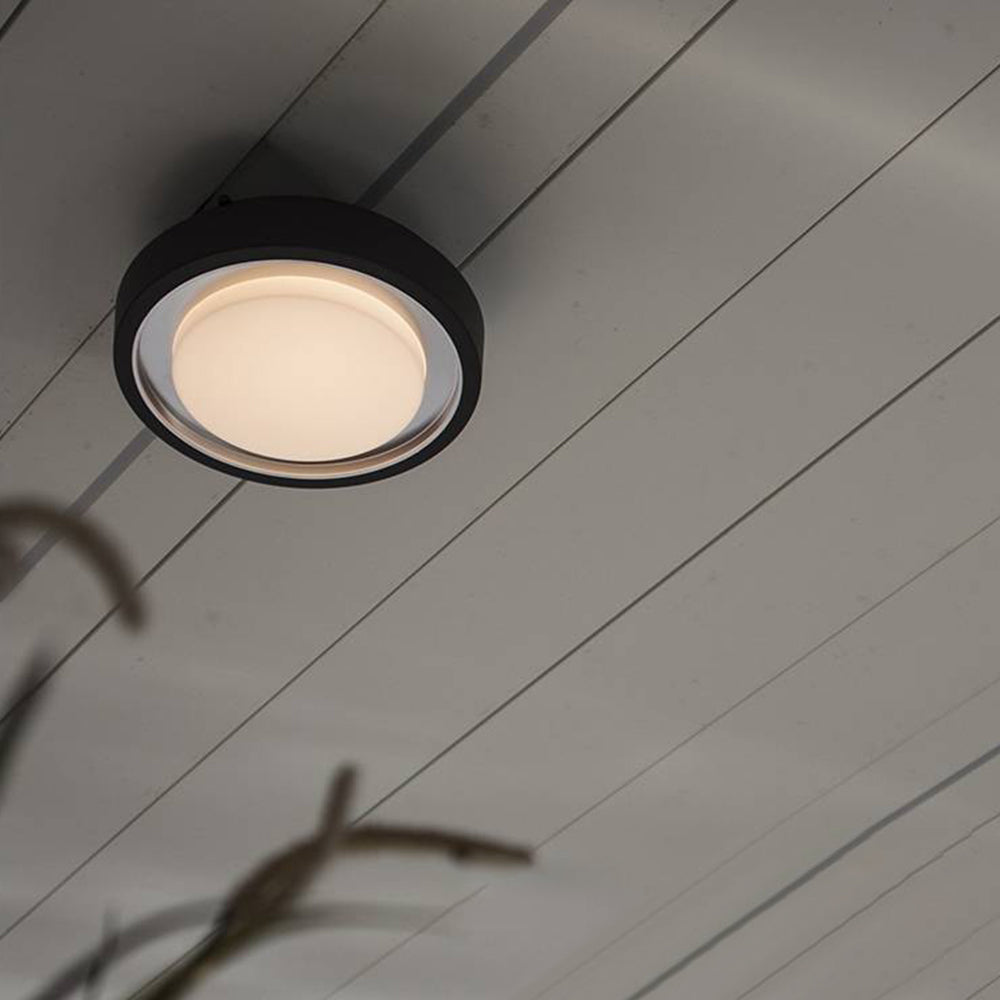 Outdoor Wall Light LED Circular Disc Metal Black