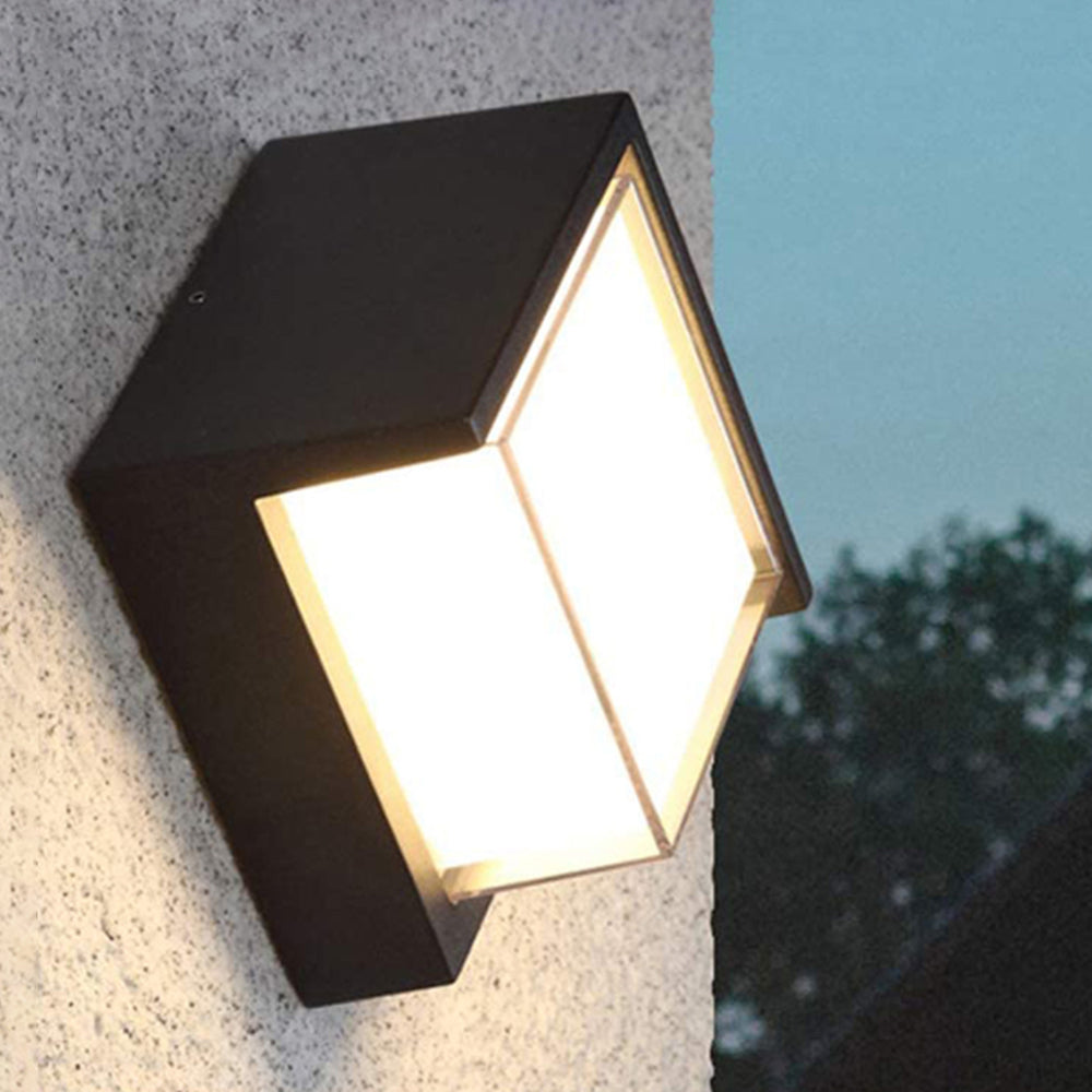Matte Black Metal Outdoor Wall Light Nova Edge Square