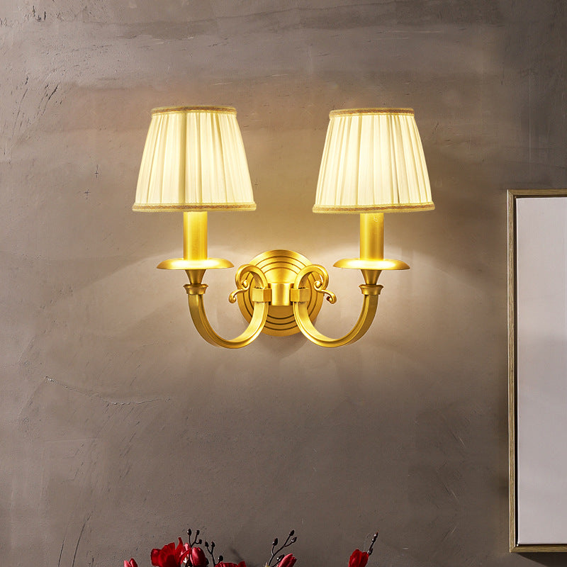 Metal and Fabric Finish Hardwired LED Wall Lamp for Living Room