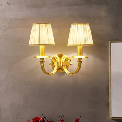 Metal and Fabric Finish Hardwired LED Wall Lamp for Living Room