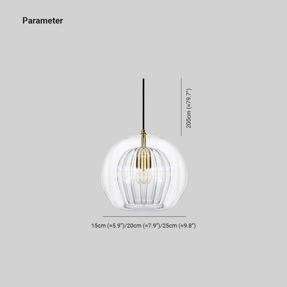 Modern Ambience Clear Or Amber Glass Globe Pendant Light