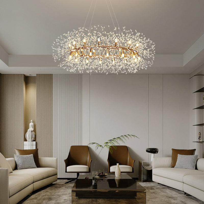 Warm Ambient Glow Dandelion Crystal LED Pendant Light