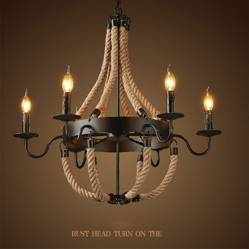 Industrial Loft Charm Pendant Light With Twine