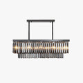 Metal Rectangular Durable Pendant Light With Glass Black