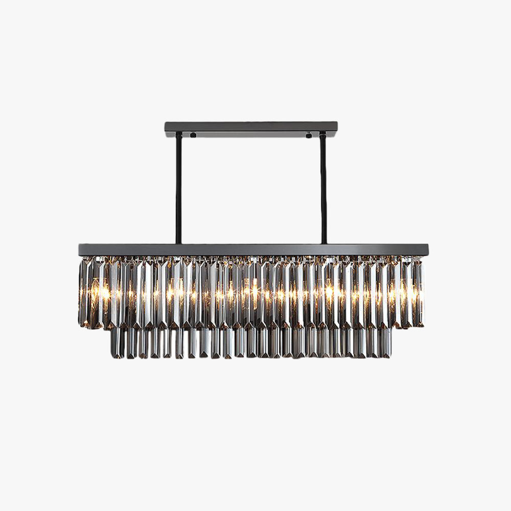Metal Rectangular Durable Pendant Light With Glass Black