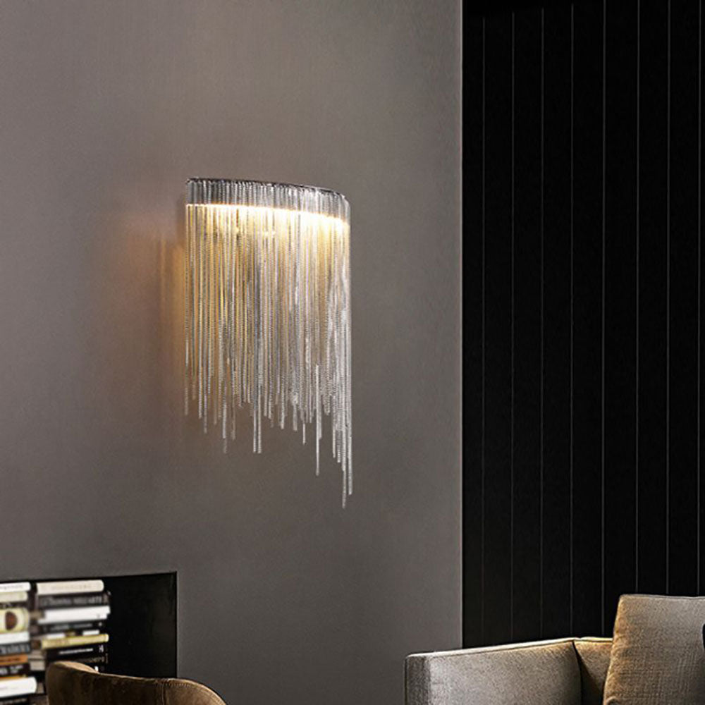 Wall Lamp for Living Room Modern Silver Tassel Chain