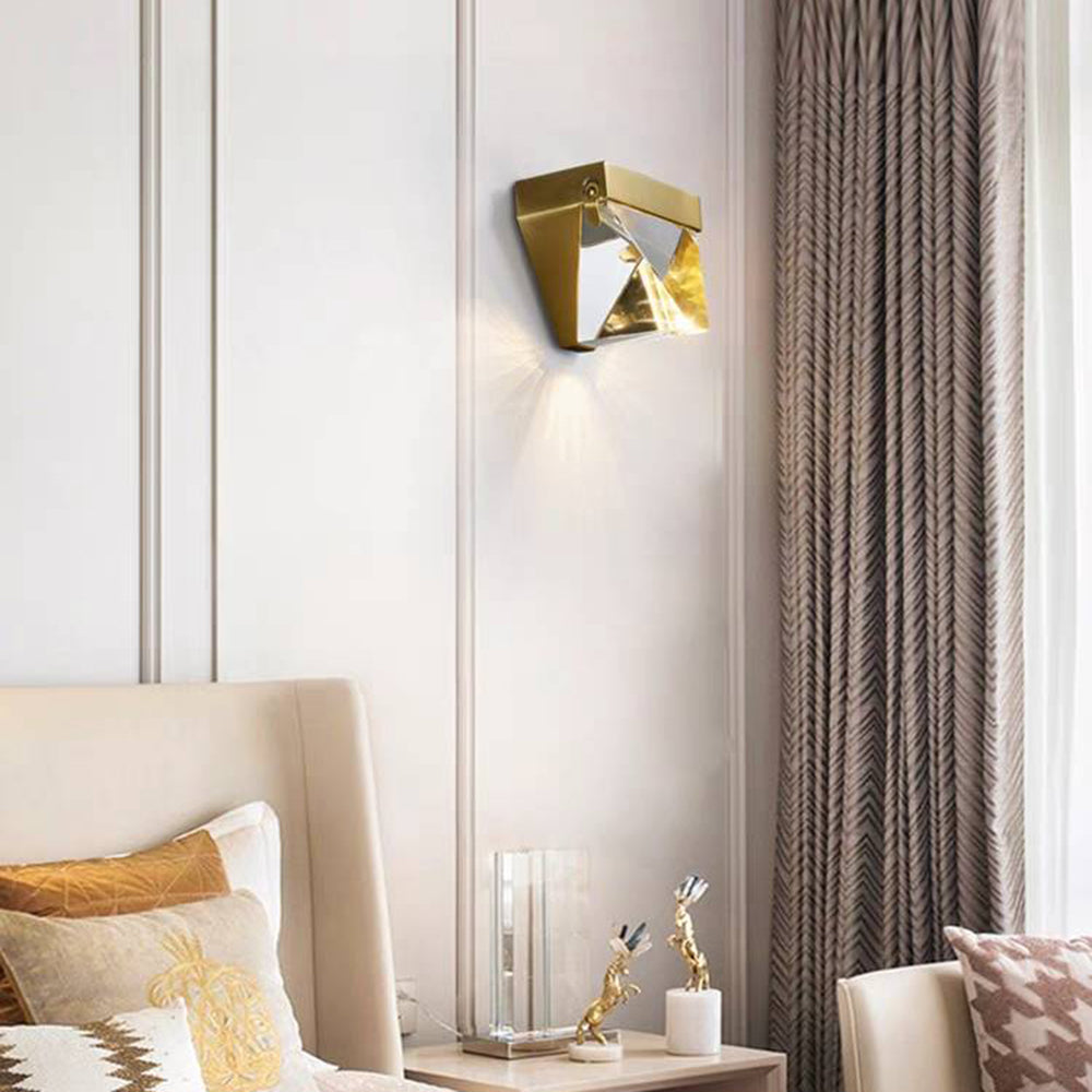 Gold and Black Metal Outdoor Crystal Diamond Wall Light