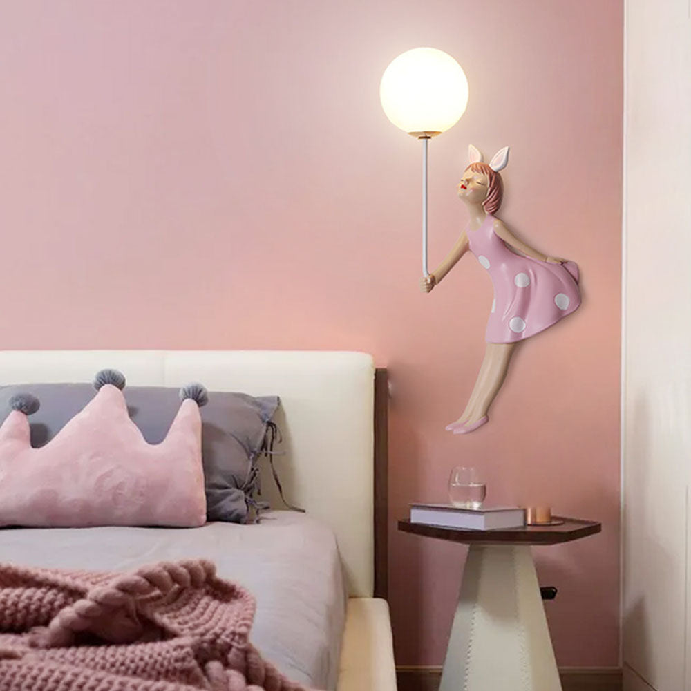 Balloon Wall Lamp For Kids Room In Blush Pink