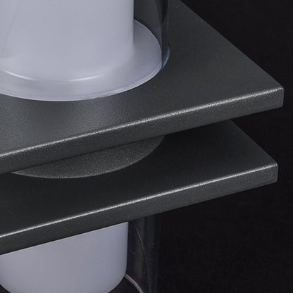 Black Metal Outdoor Wall Light Dual Head Cylindrical