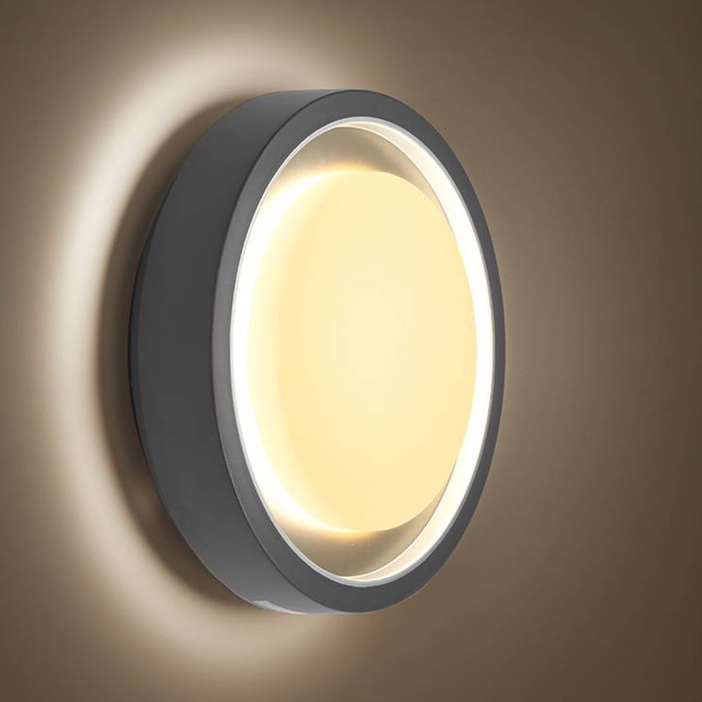 Outdoor Wall Light LED Circular Disc Metal Black