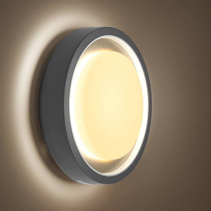 Outdoor Wall Light LED Circular Disc Metal Black