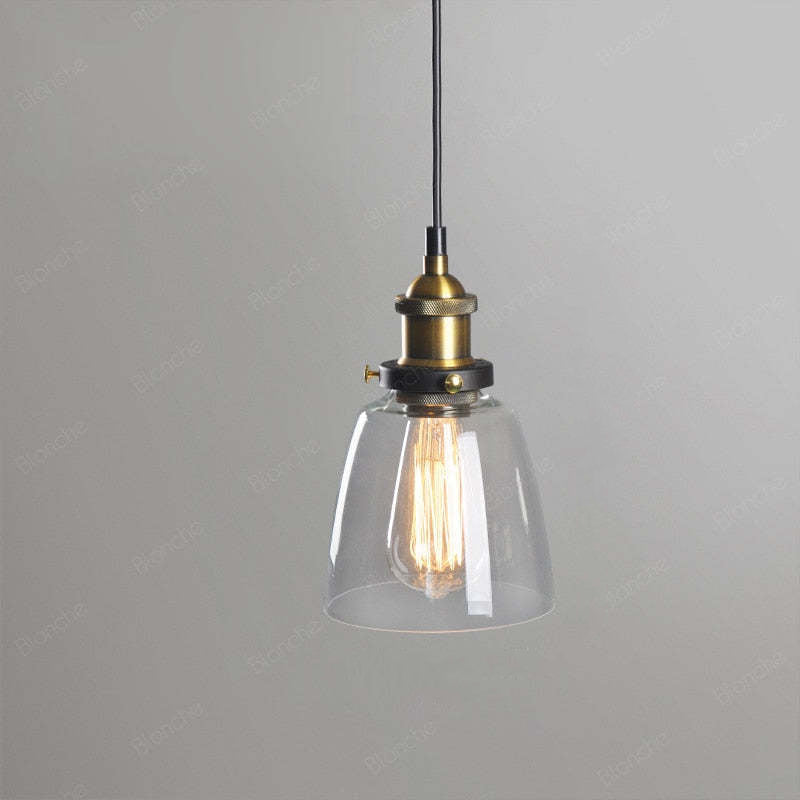 Adjustable Cord Industrial Glass Pendant Light