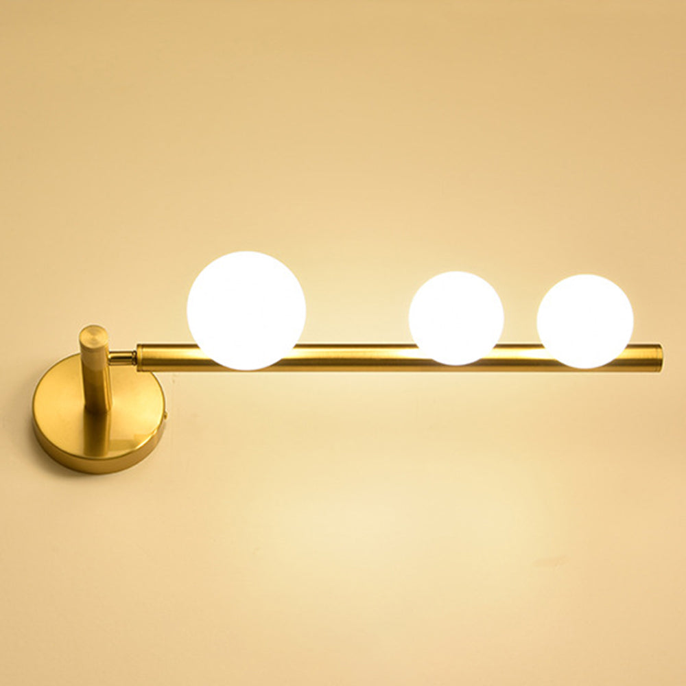 Black and Gold Globe Wall Light with Glass Shade Halo