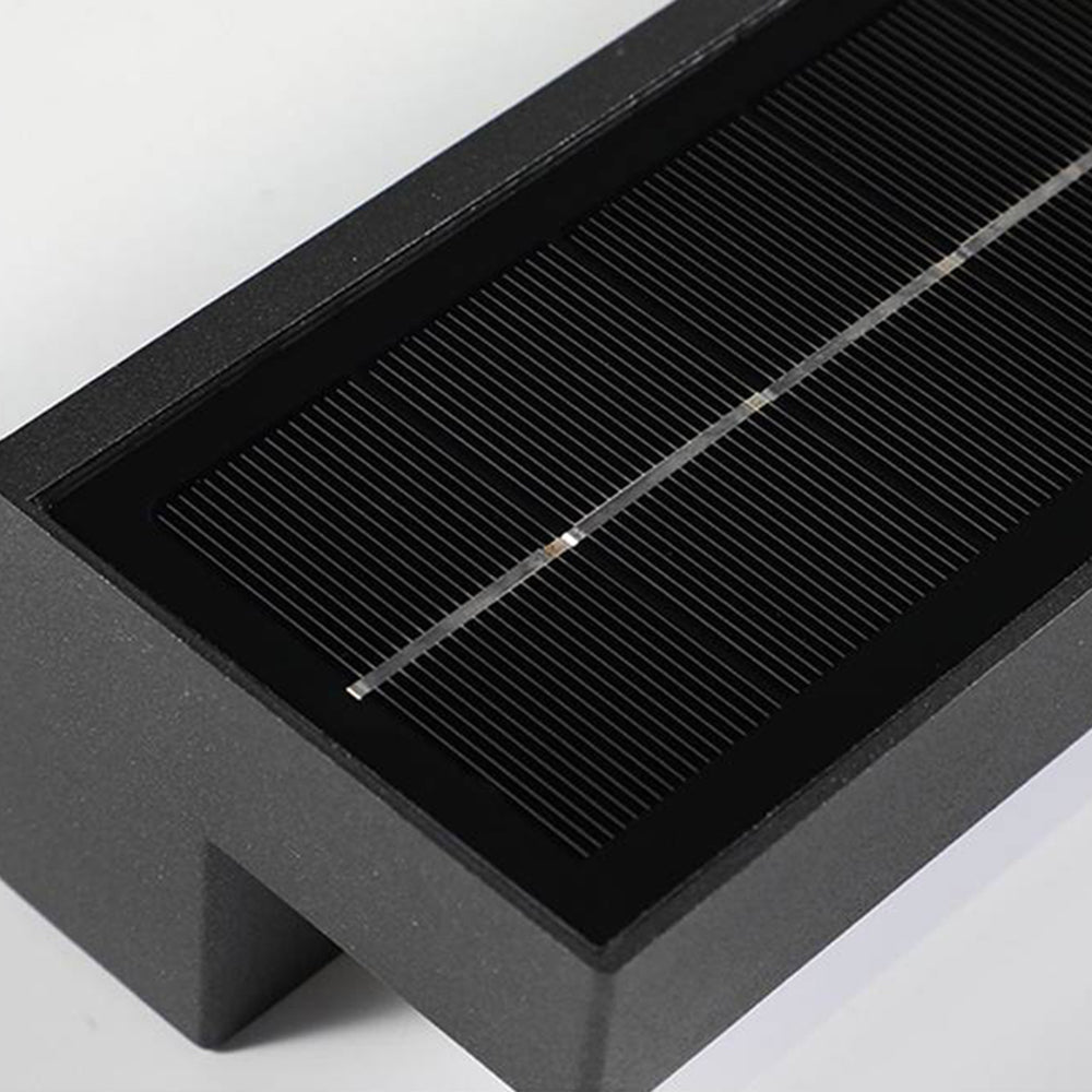 Outdoor Wall Light Solar Linear Black Minimalist
