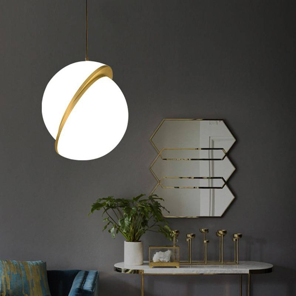 Gold and White Warm Glow Minimalist Pendant Light