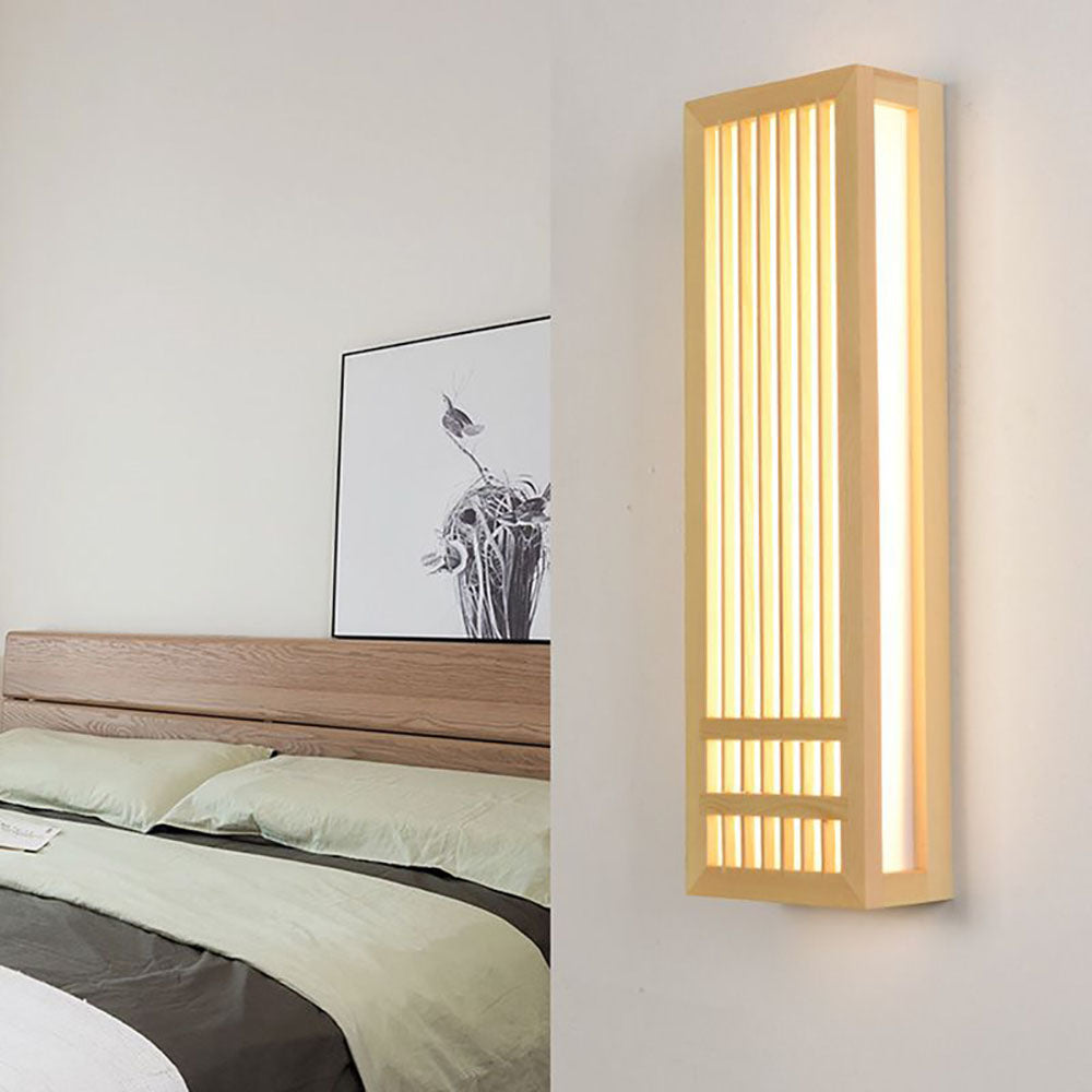 Rectangular Rustic Wood Bedroom Light Havenwood Wall Lamp