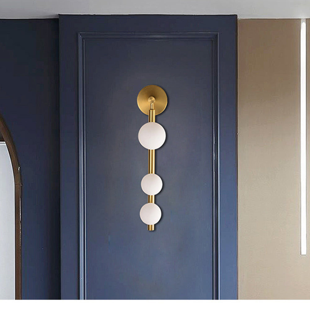 Black and Gold Globe Wall Light with Glass Shade Halo