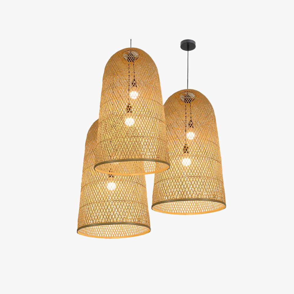 Handmade Bamboo LED Pendant Light With Warm Ambient Glow
