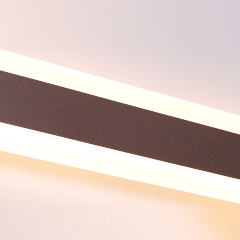 Bathroom Metal Frame Linear Wall Light With White Brown Vanity