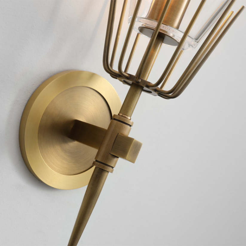 Gold Finish Vintage Glass Wall Lantern Light