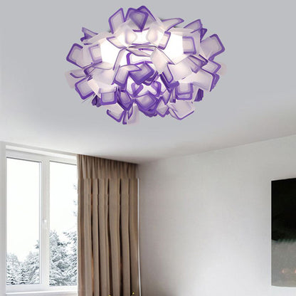 Seven Colour Options Flush Mount Ceiling Light With Floral Art Deco