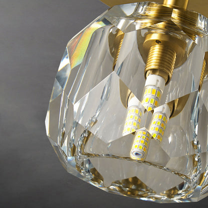 Gold Finish Aurora Luxe Metal Diamond Mount Flush Ceiling Light