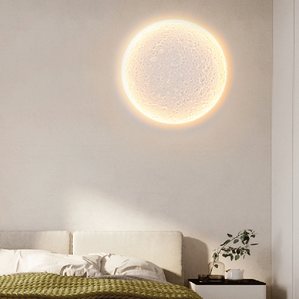 White Metal And Gypsum Moonlit Wall Light