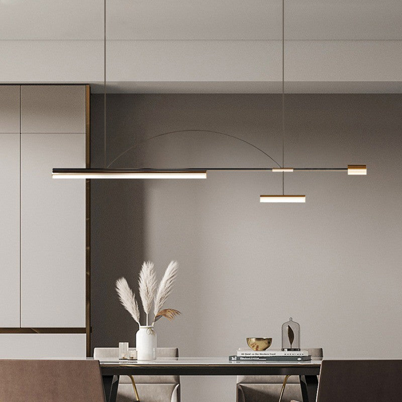 Black Long Sleek LED Pendant Light For Dining Room