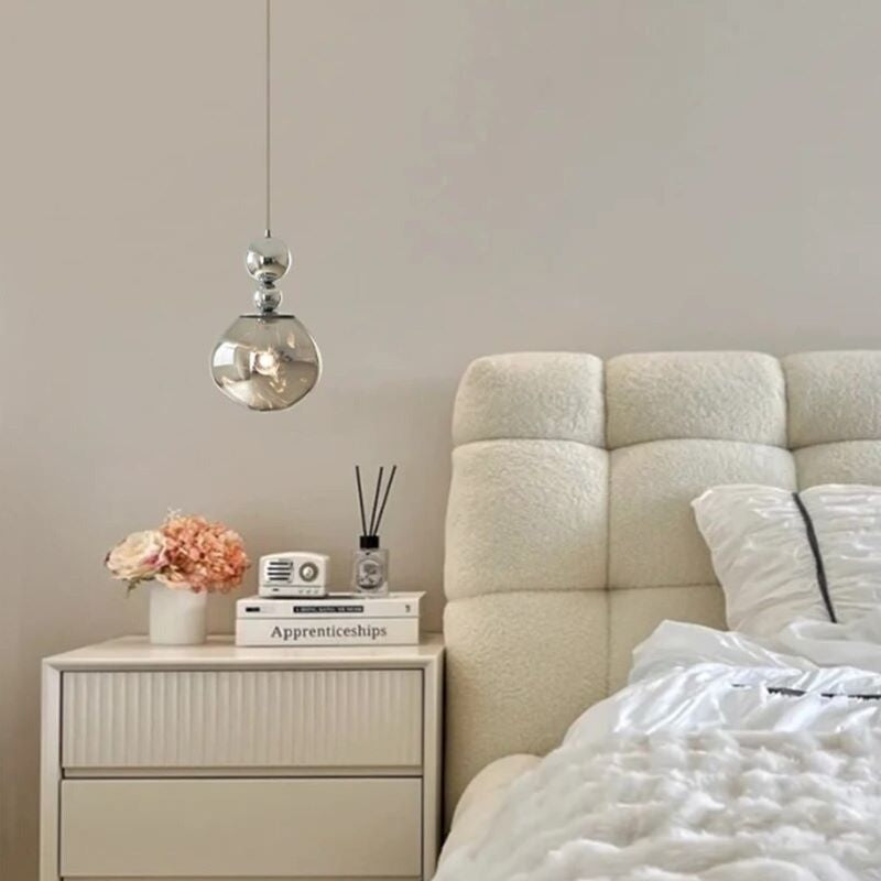Ambient Glow Glass Shade Retro Chrome LED Pendant Light