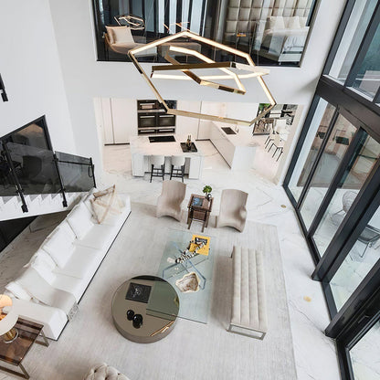 Gold Finish Geometric Metal Pendant Light
