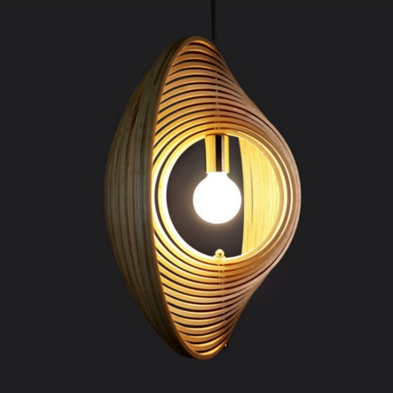 Wood and Metal Finish Japanese LED Pendant Light