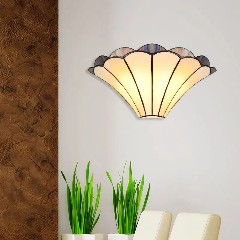 Flower Shaped Beige Glass Wall Lamp