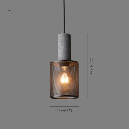 Concrete Top Industrial Cylindrical Pendant Light