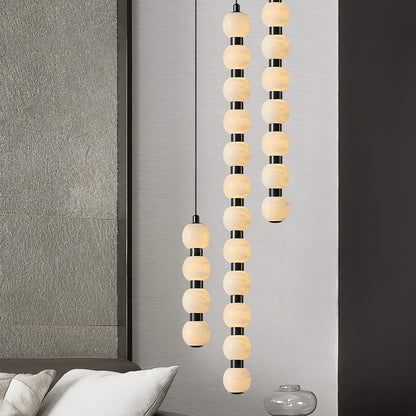 Warm Glow Alabaster Lyra Pendant Light For Stairs