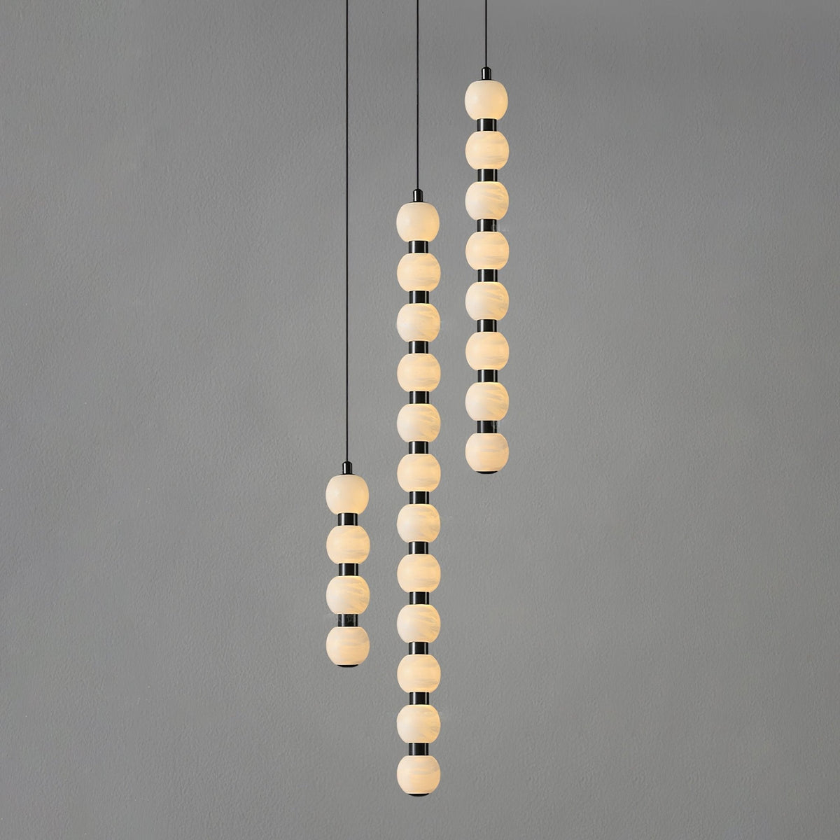 Warm Glow Alabaster Lyra Pendant Light For Stairs
