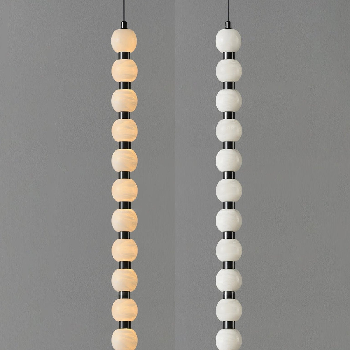 Warm Glow Alabaster Lyra Pendant Light For Stairs