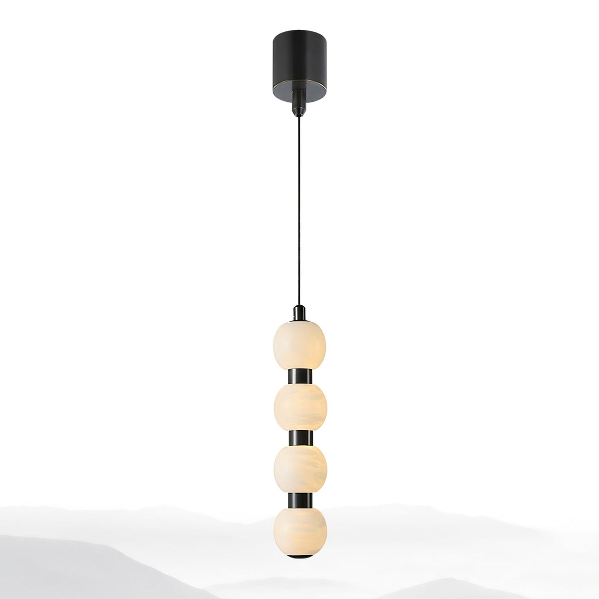 Warm Glow Alabaster Lyra Pendant Light For Stairs