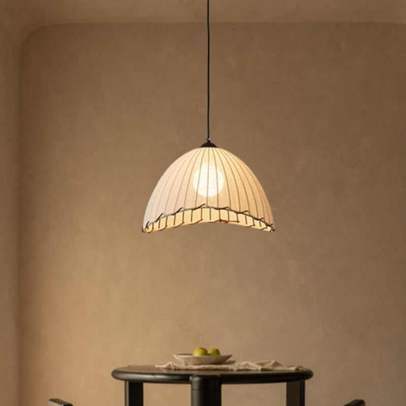 Yellow Fabric Shade Boho LED Pendant Light