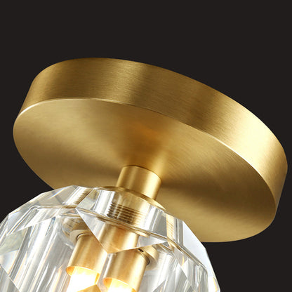 Gold Finish Aurora Luxe Metal Diamond Mount Flush Ceiling Light