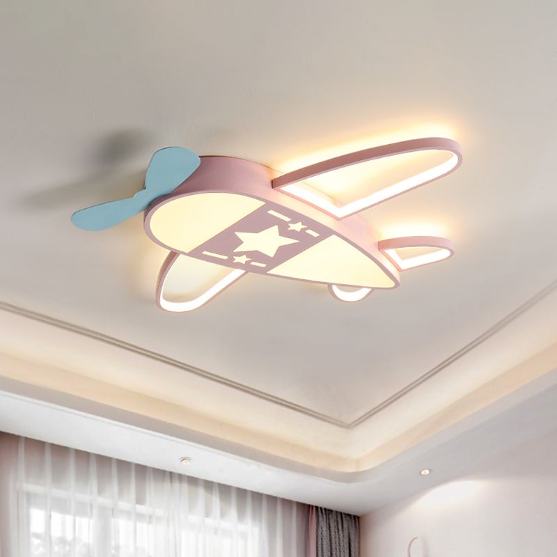 Metal And Acrylic Airplane Shaped Flush Mount Ceiling Light
