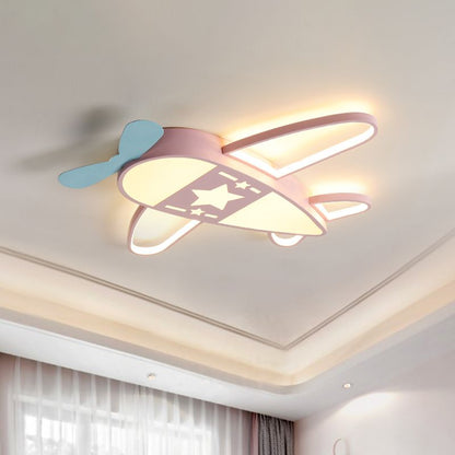 Metal And Acrylic Airplane Shaped Flush Mount Ceiling Light