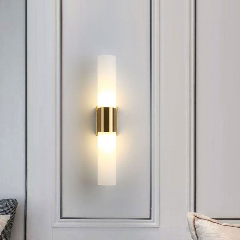 Black Gold Metal And Glass Double Headed Vanity Wall Lamp