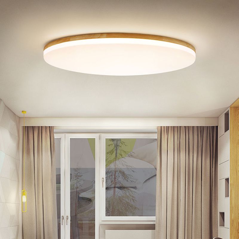 Ceiling Light With Soft LED Glow And Wood Acrylic Ring