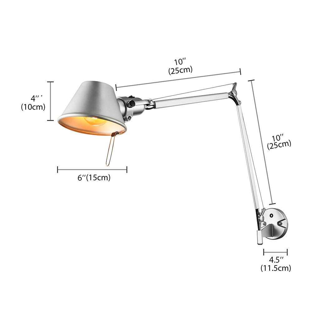 Modern Adjustable Black Chrome Wall Light for Bedroom